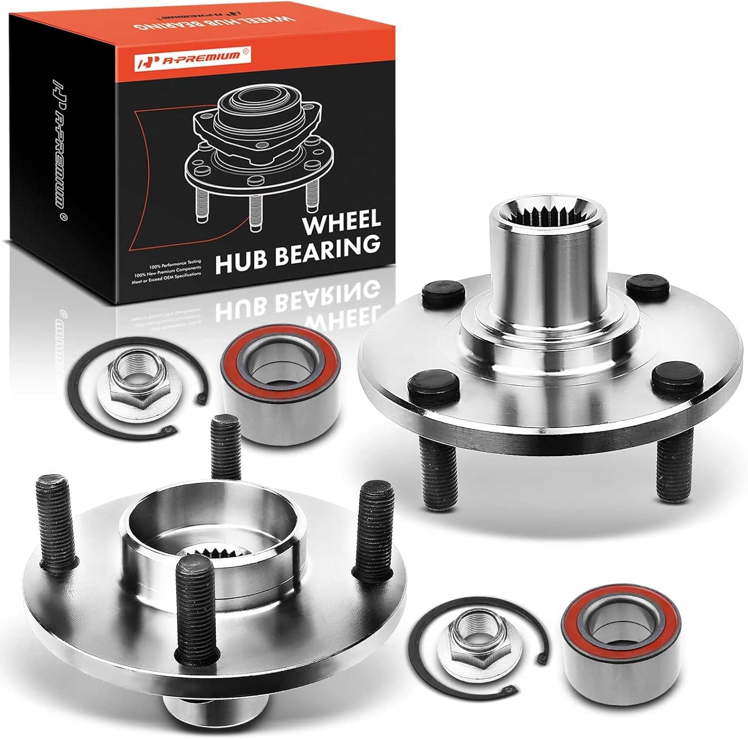 A-Premium 2 x Front Wheel Hub Assembly with 4-Lug Compatible with Ford Focus 2000-2011, Replace # 518510