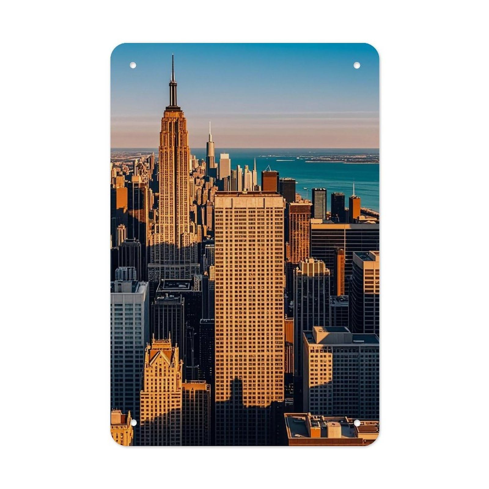 QMNLKH High Rise Buildings Skyscrapers Plaques for Wall Decor, Personalized Metal Tin Sign for Home, Multifunctional Poster for Office, Fashion Painting for Hallway, Wall Art Pictures, 7.9x11.8Inch