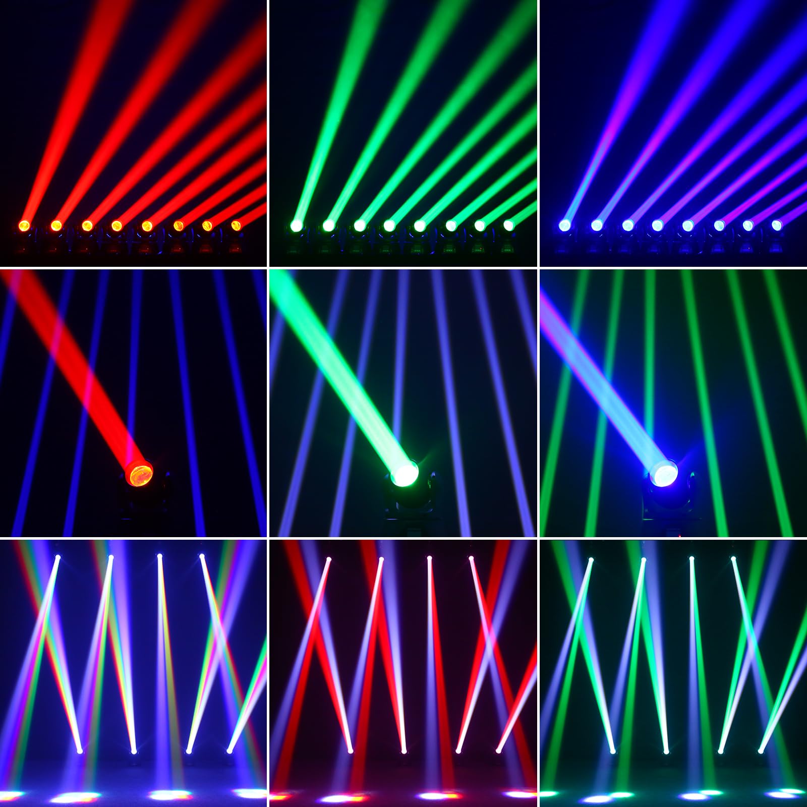 2PCS 70W Teste Mobili Luci Palcoscenico Spot Beam, Luce Discoteca LED RGBW DMX512 Gioco di Luce Serata Controllo Vocale Luce di Festa per Club Bar Halloween DJ