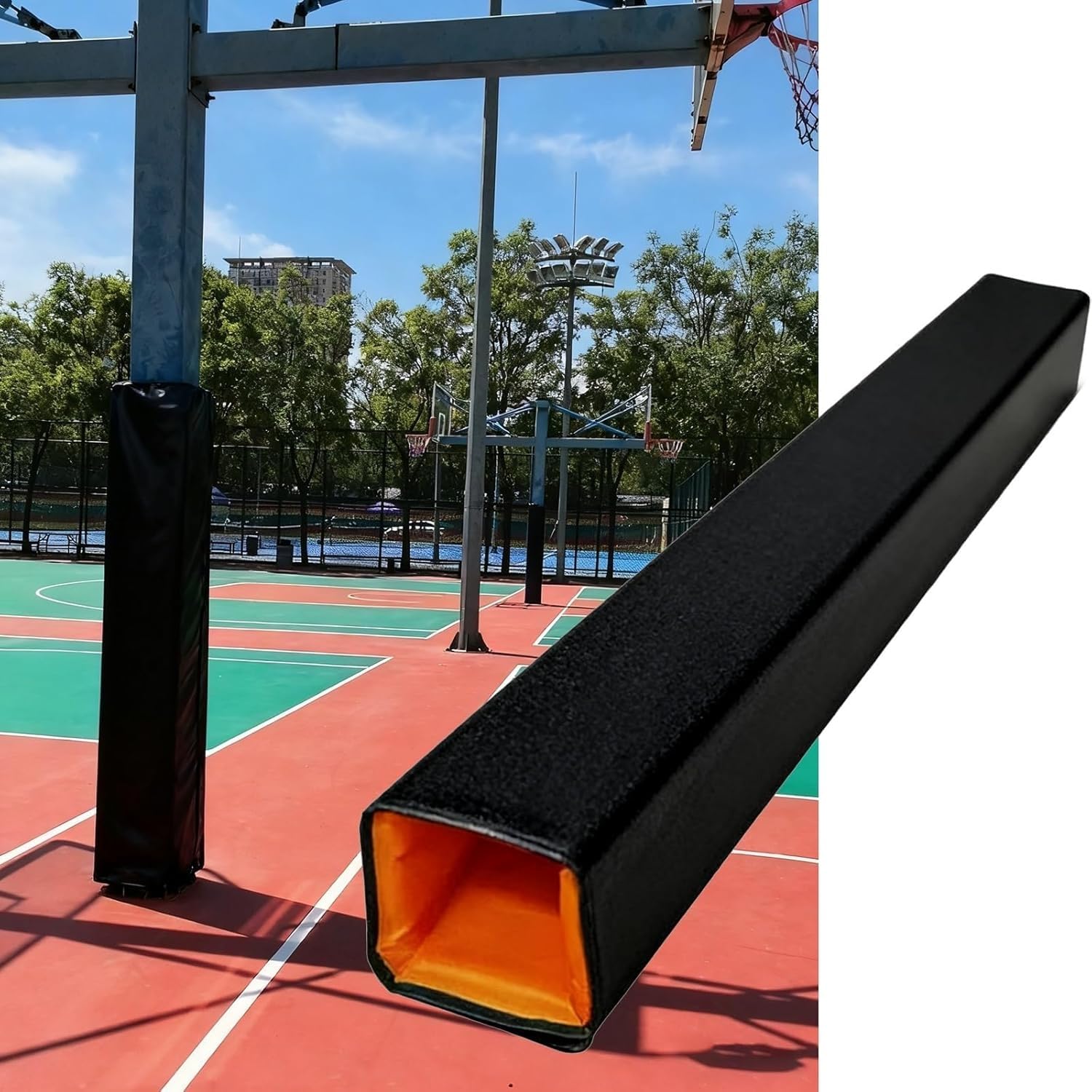 Rembourrage poteau basket carré pour matchs en intérieur et terrain de jardin