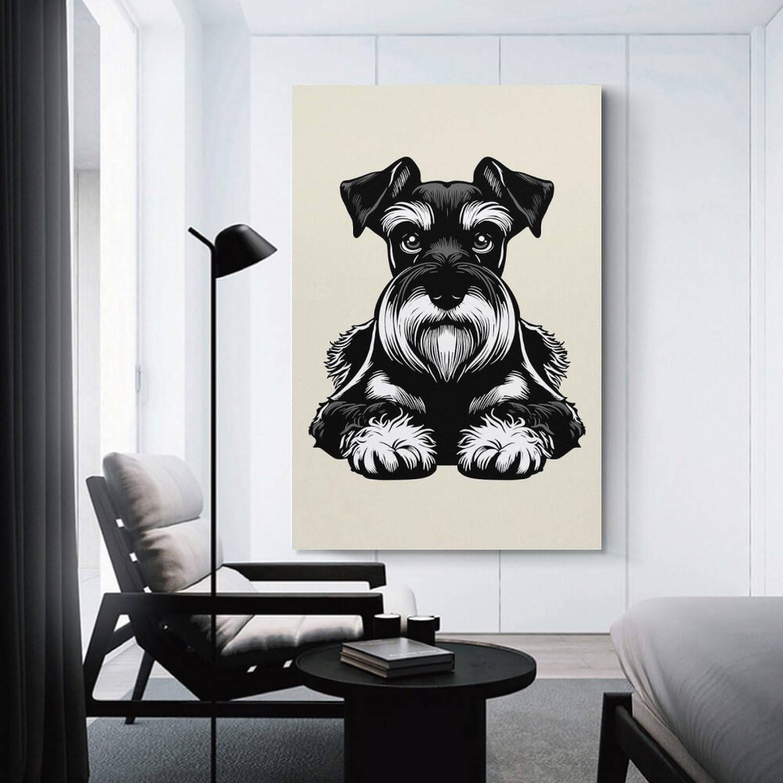 Junmoney Miniature Schnauzer(2) Canvas Wall Art, 20x30inch(50x75cm), for Living Room, Bedroom Or Apartment Walls, A Home Accent with Warm Character