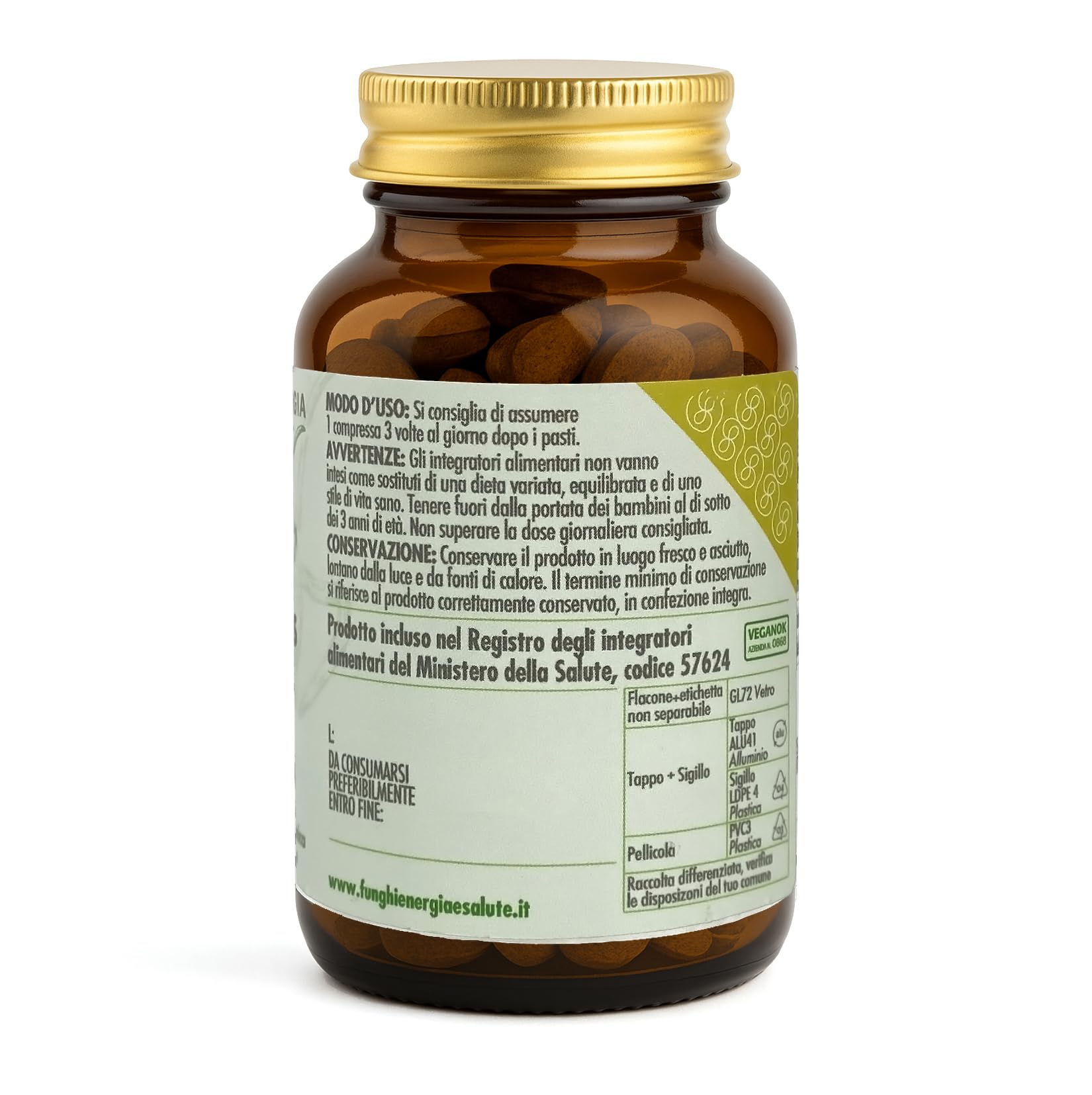 Cordyceps Plus, Integratore con Funghi Medicinali, 90 Compresse, Cordyceps sinensis 50% Sporoforo, 50% Estratto Secco Titolato, 30% Polisaccaridi, VeganOK, No Glutine, No Lattosio, No OGM