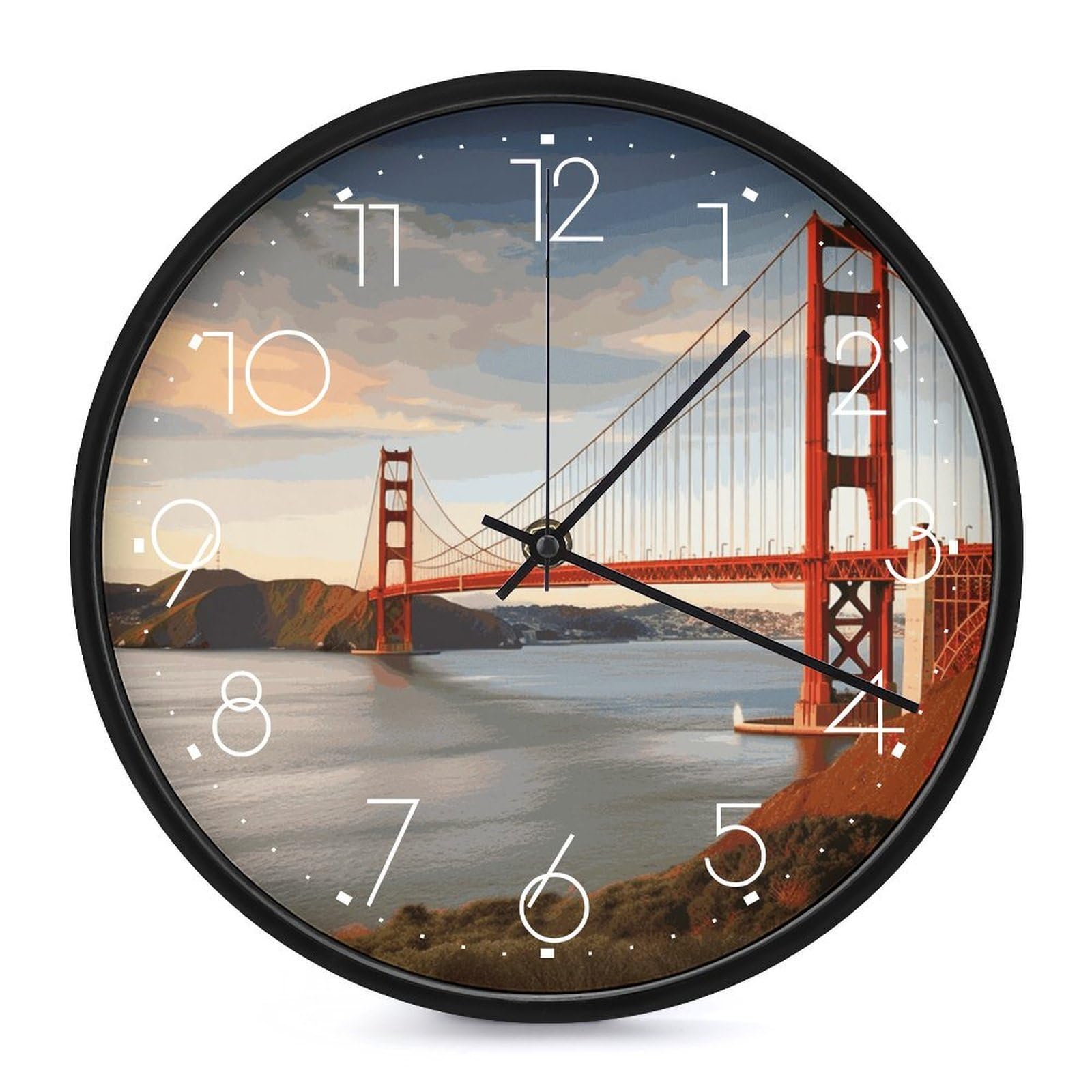 Horloge murale Golden Gate Bridge 25cm pour stopper le bruit du tic-tac