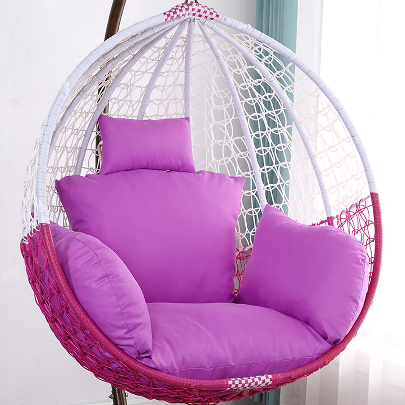 Coussin de chaise oeuf suspendu épais avec appui-tête amovible pour fauteuil de jardin et balcon