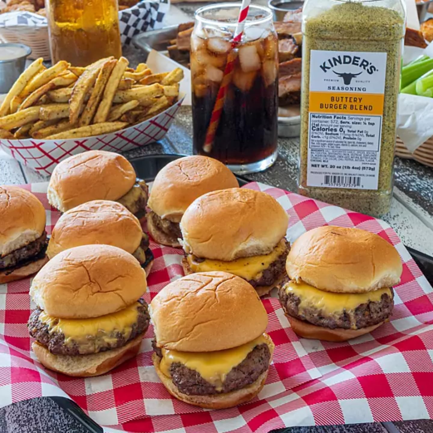 Buttery Burger Blend kinders Seasoning – 20 oz Bulk Shaker – Garlic Butter BBQ Rub with Sea Salt, Mushroom & Natural Flavors – MSG Free, No Artificial Flavors – All Purpose Grilling Seasoning for Burgers, Steaks & Veggies