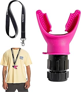 Portable Compact Lung Trainer Exercise Device with High Grade Silicone, Breathing Exercise Device for Lungs, Portable Muscle Trainer, Easy to Clean, Neck Strap Included, (Pink-1)