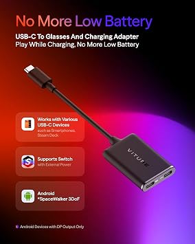 VITURE USB-C to Glasses and Charging Adapter, Charge and Play, Switch, Steam Deck