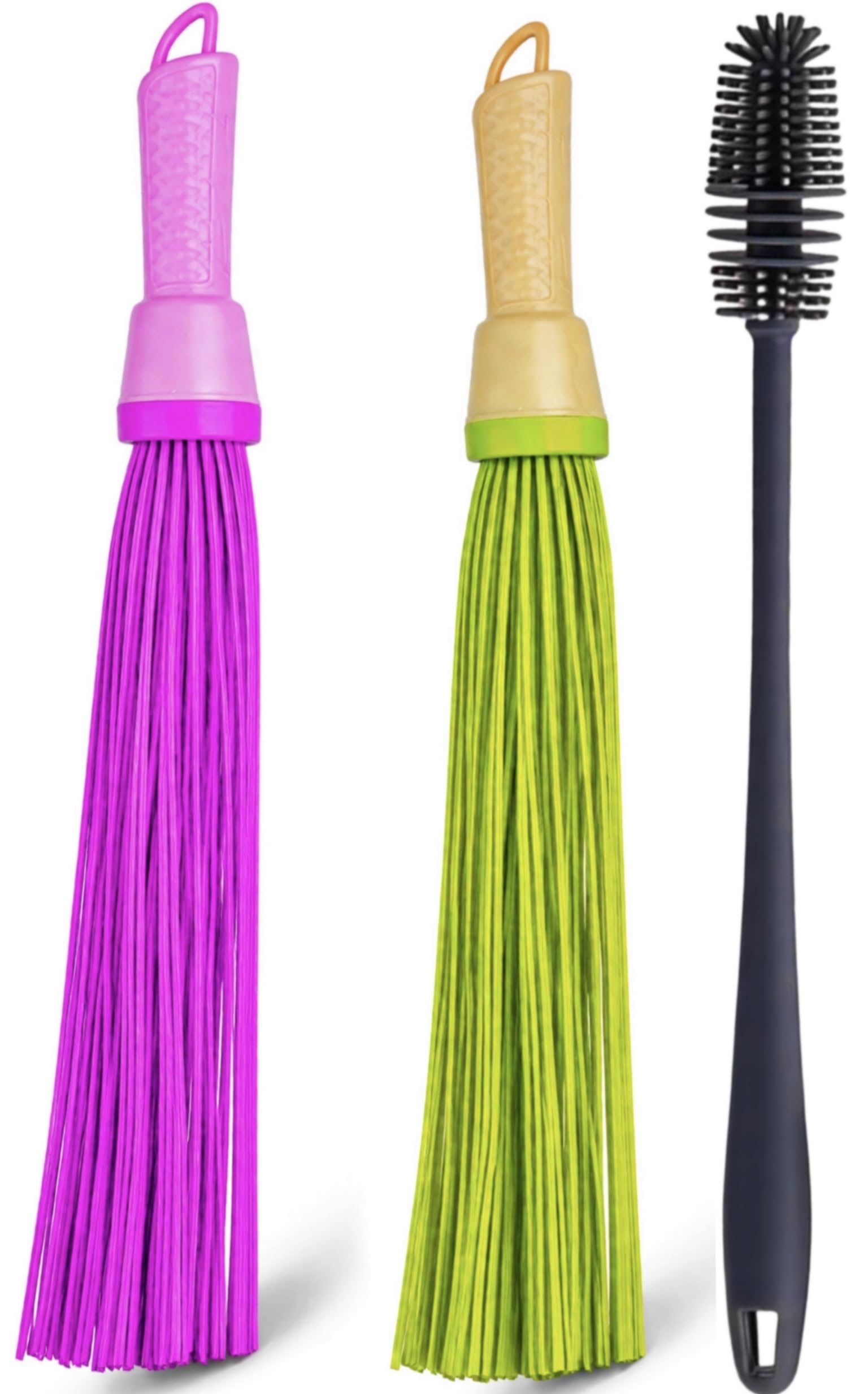 Pack of 2 Smart Plastic Bathroom Floor Cleaning Broom with 1 Bottle Cleaning Brush | 22 inch Long Kharata Broom Stick | 60 Hard Bristles | Wet & Dry Tile Cleaner Tool Set-image-17