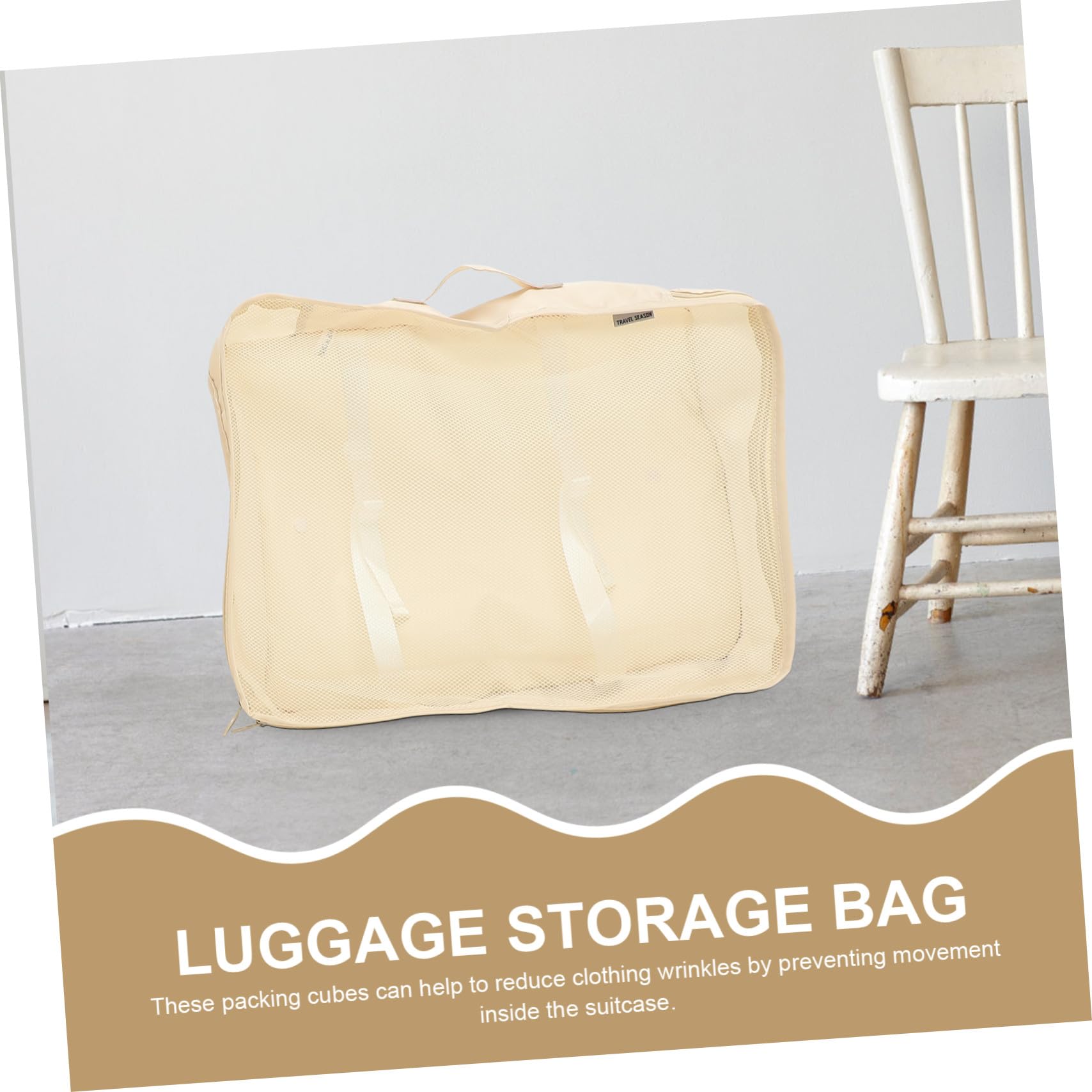 Organisateur de Valise de Voyage 1 Set Polyester Beige | Fermeture à Cordon, Lot de 9 Set de Set de Pièces, Pliable pour Camping et Randonnée, Protège les Objets Précieux