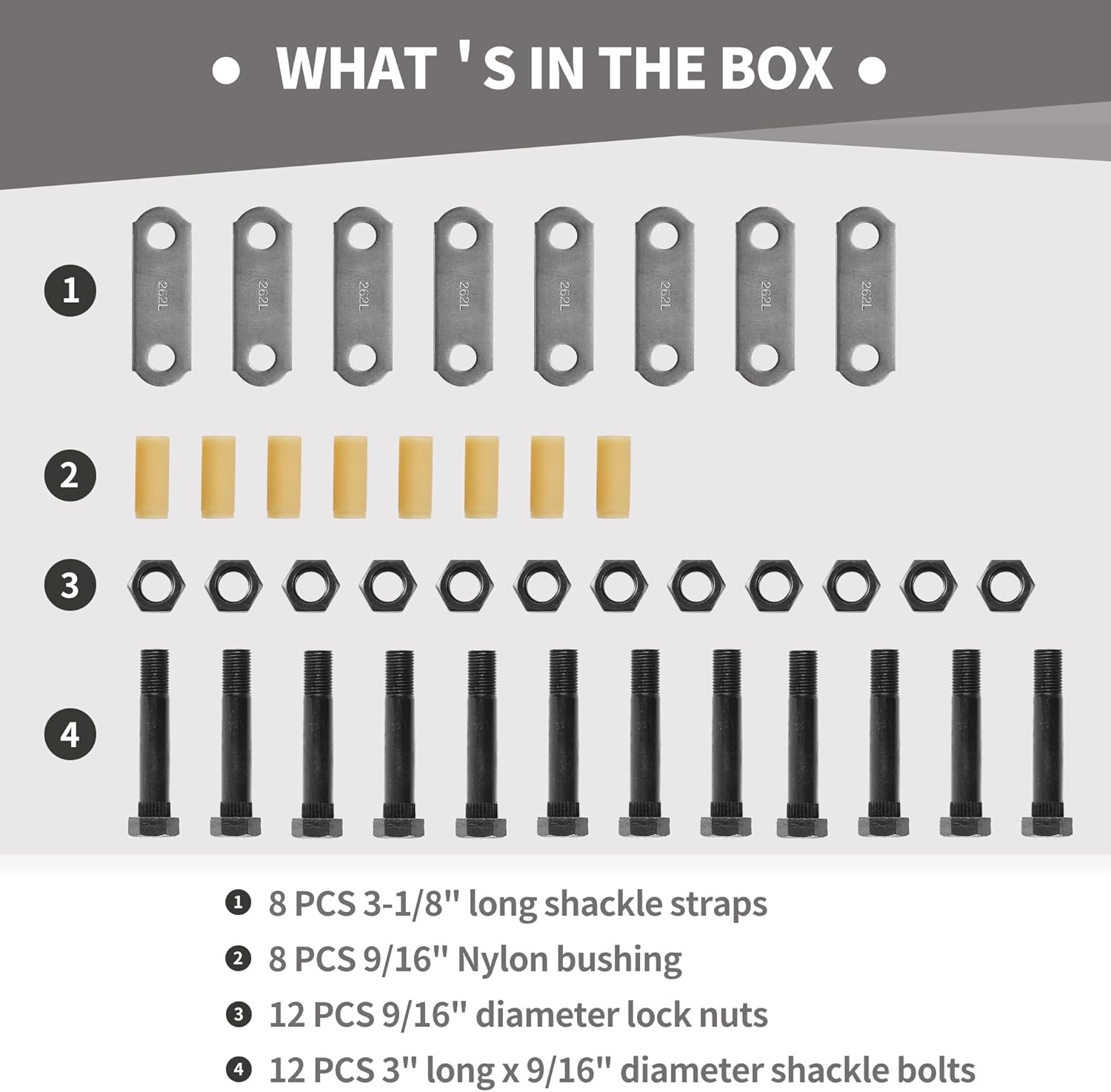 Lonffery 2 Packs Trailer Alex Shackle Kit, 262L Shackle Strap Fit for 3500lb-7200lb Double Eye Spring