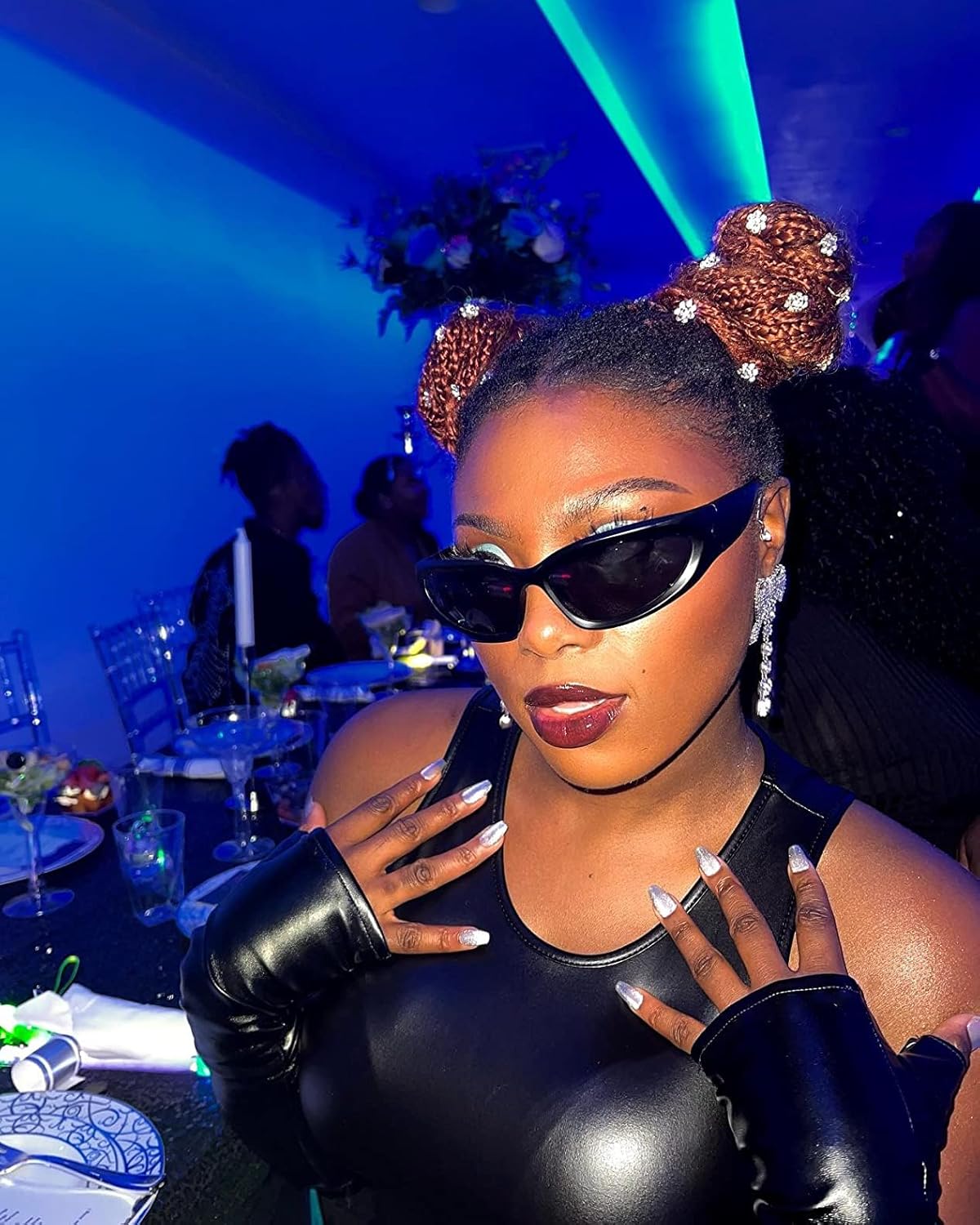 Luwint Long Fingerless Gloves, Faux Leather Women Elbow Length Sleeve for Dress Opera Party, Black (XS-M) - Image 3