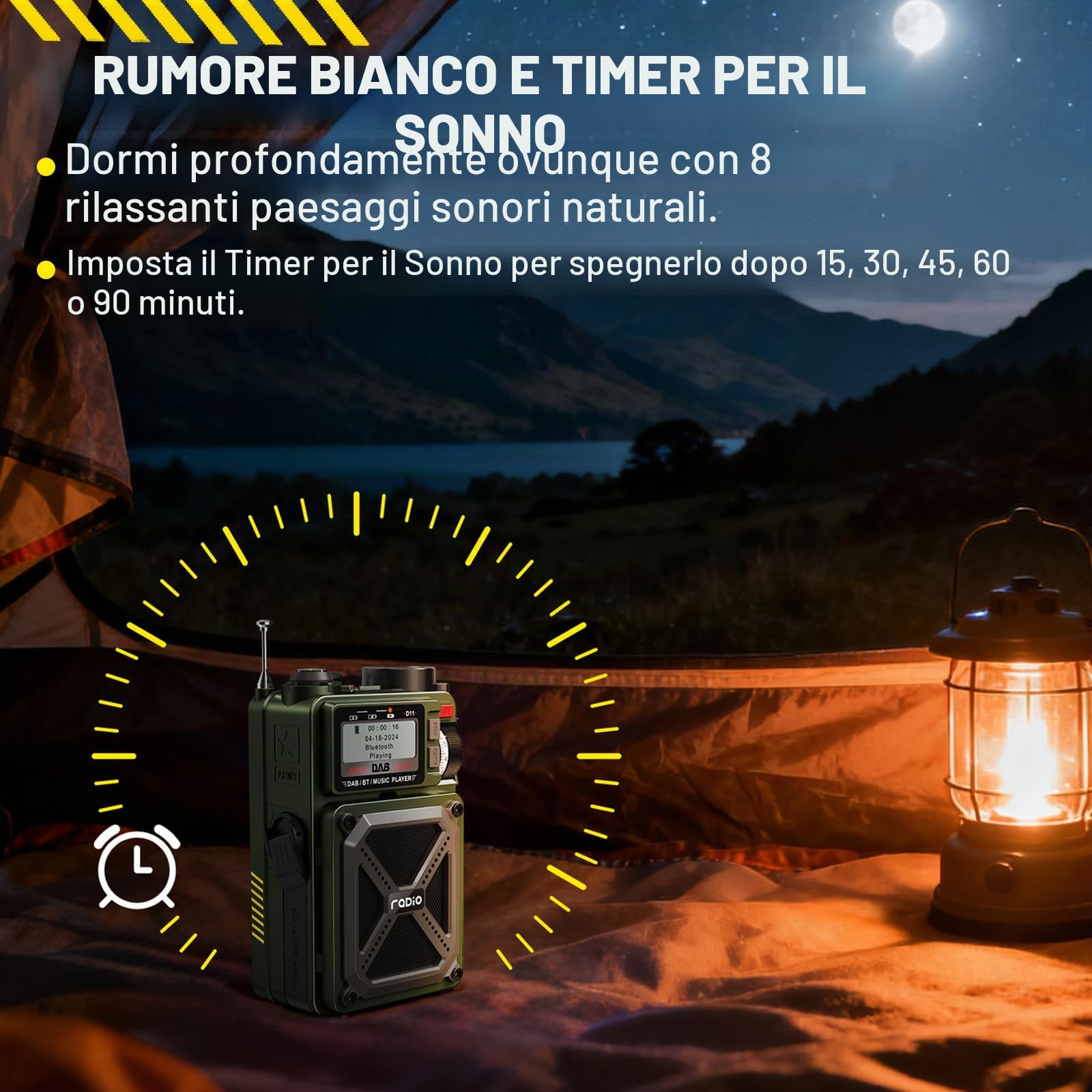 Radio portatile DAB/DAB+ e FM con Bluetooth 5.3, radio solare, radio a manovella ricaricabile con SOS, torcia, jack per auricolari, scheda SD, USB, 4000 mAh di emergenza Wind up Radio