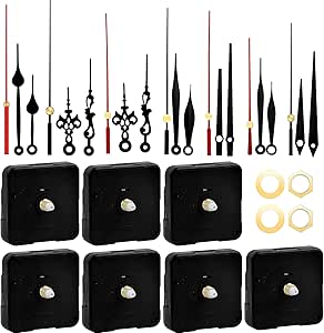 Tibapla 7 Sets Wall Clock Mechanism Kit, Silent Quartz Clock Mechanism Battery Powered, 12mm Shaft Clock Movement Mechanism with 7 Set Different Clock Hands for DIY Clock Repair Parts Replacement