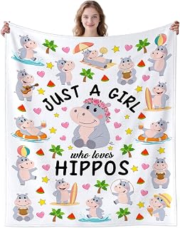 Hippo Blanket Gifts for Women Girls Kids,Hippopotamus Stuff Hippo Decor Throw Blanket,Hippopotamus Gifts for Hippos Lovers Adults Mom 50"x40"