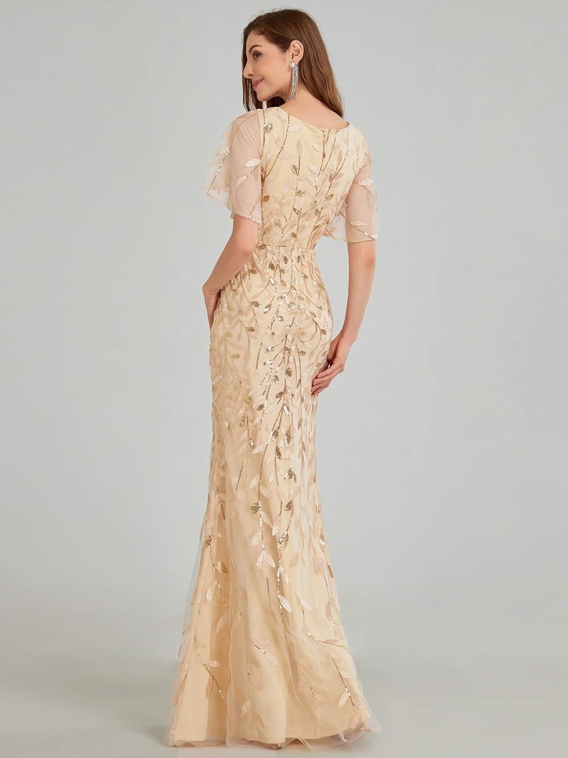 Ever-Pretty Women's V-Neck Sparkly Embroidery Mermaid Evening Party Dress 0692 : Clothing, Shoes & Jewelry