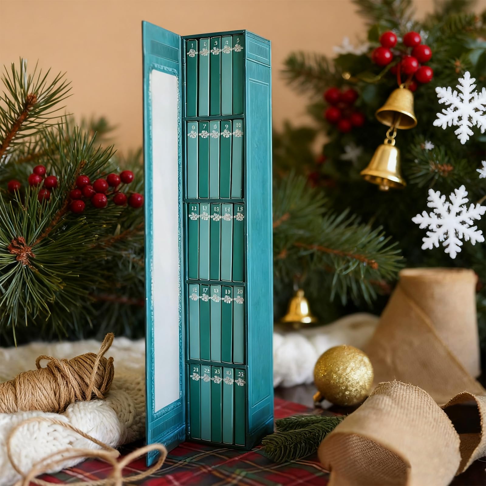 KEAGAN Mini libro ornamento calendario dell'avvento in miniatura biblioteca libreria decorazione Natale conto alla rovescia calendario 25PCS mini libro decorativo libro di Natale calendario