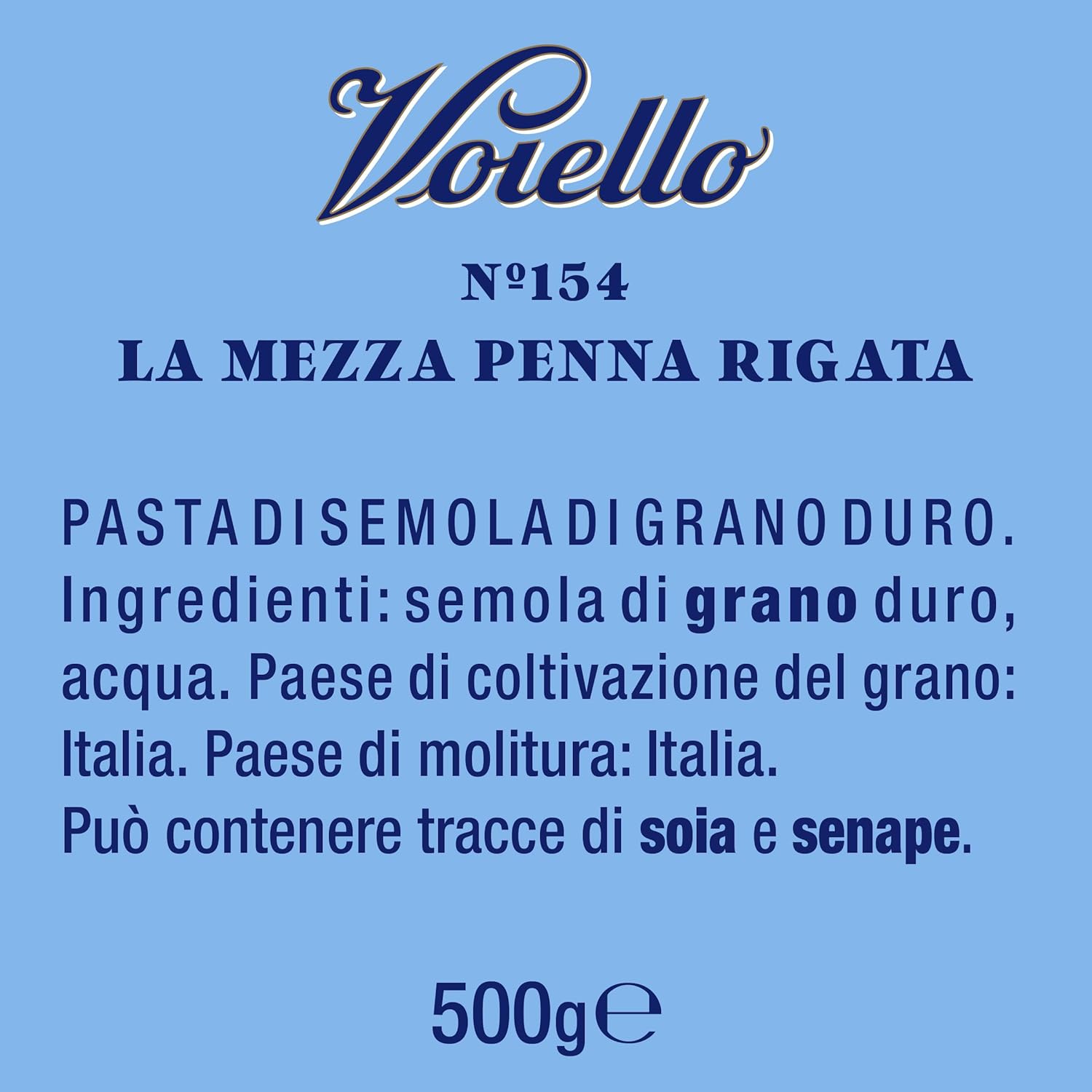 Voiello Pasta Mezze Penne Rigate n.154, 500g, Grani 100% Italiani, Trafilatura Al Bronzo 500 g (Confezione da 1) - Immagine 2