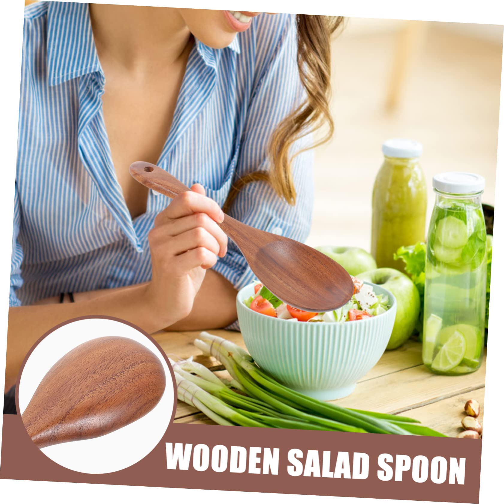 MOLUCKFU Salad Serving Spoon Smooth Finish Healthy and Easy to Clean for Tossing Salad and Soup for Family Gatherings and Mother Day