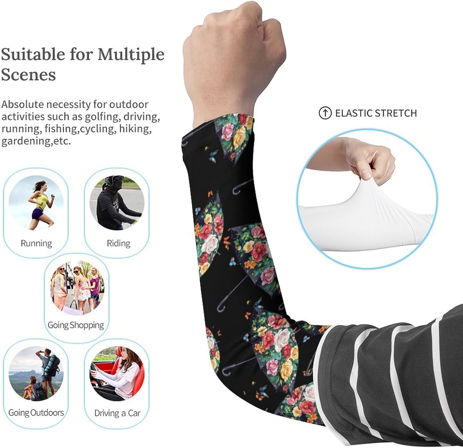 Umbrella No Rain No Flowers Arm Sleeves Sun Protection Sleeves Sports Cooling Arm Compression Sleeve for Men Women