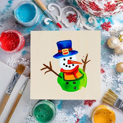 Miniatura 2 de Bright Creations Tableros de lona de madera (paquete de 6), 4 x 4 pulgadas, 0.85 pulgadas de grosor, material de madera de pino, superficie lisa, 6