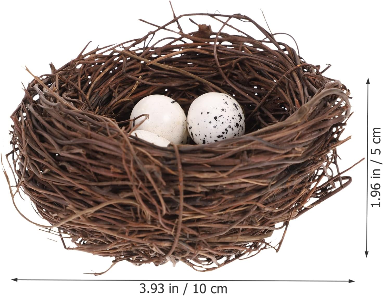 Toddmomy Handmade Rattan Bird Nest with Artificial Eggs 16pcs Set Small Woven Birdsnests for Easter Crafts Natural Vine Nesting Material for Decorative Mini Garden Home Ornament