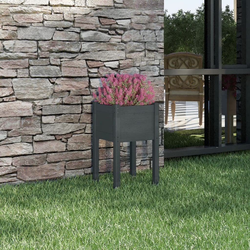 Aiuola rialzata Letto per Orto Rialzato Fioriera da Giardino Grigia 40x40x70 cm in Legno di Pino Adatto per fioriere da giardino terrazza e balcone