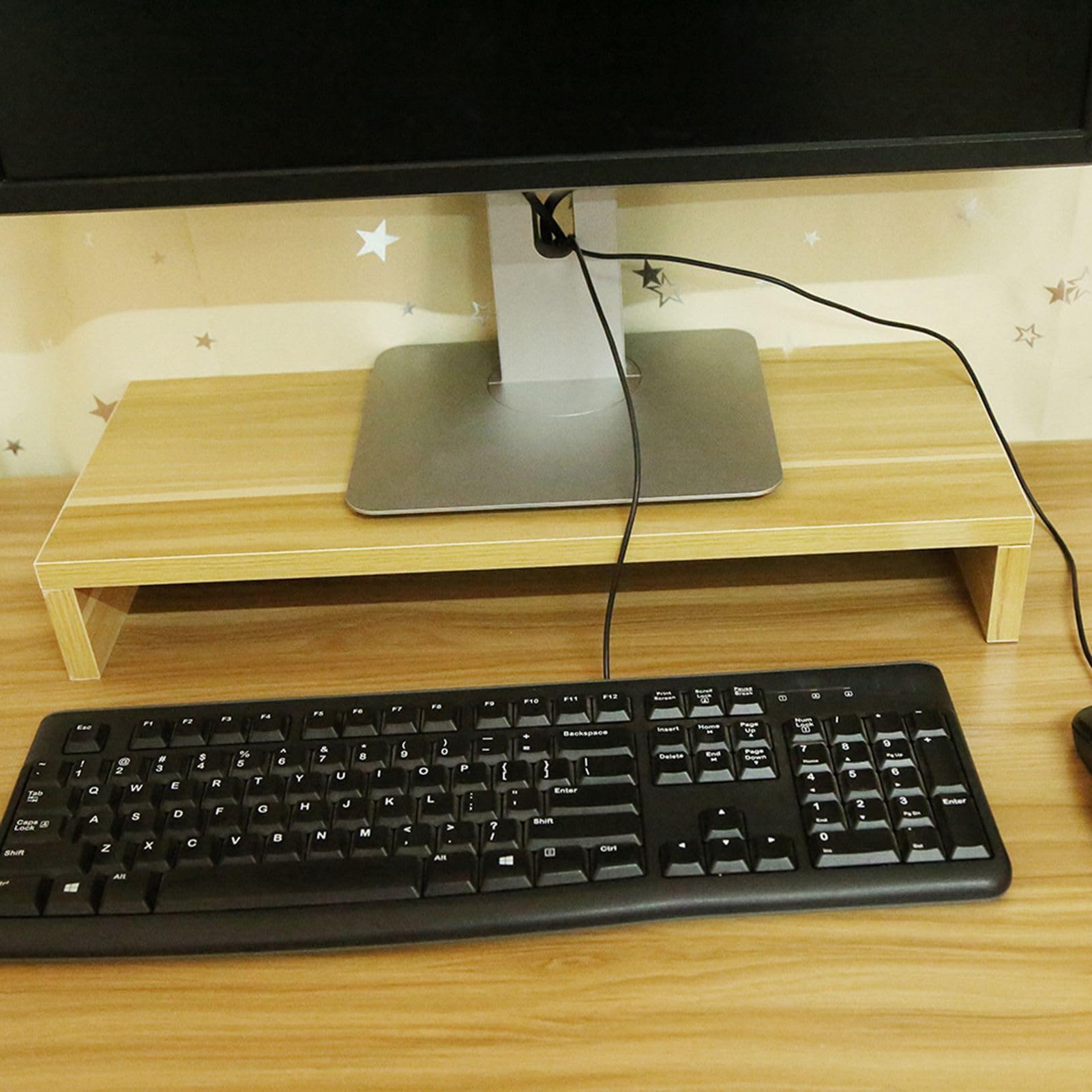 Supporto per Monitor in Legno - 1 Piano, Moderno, per PC, TV, Notebook - 50 x 20 x 7,7 cm
