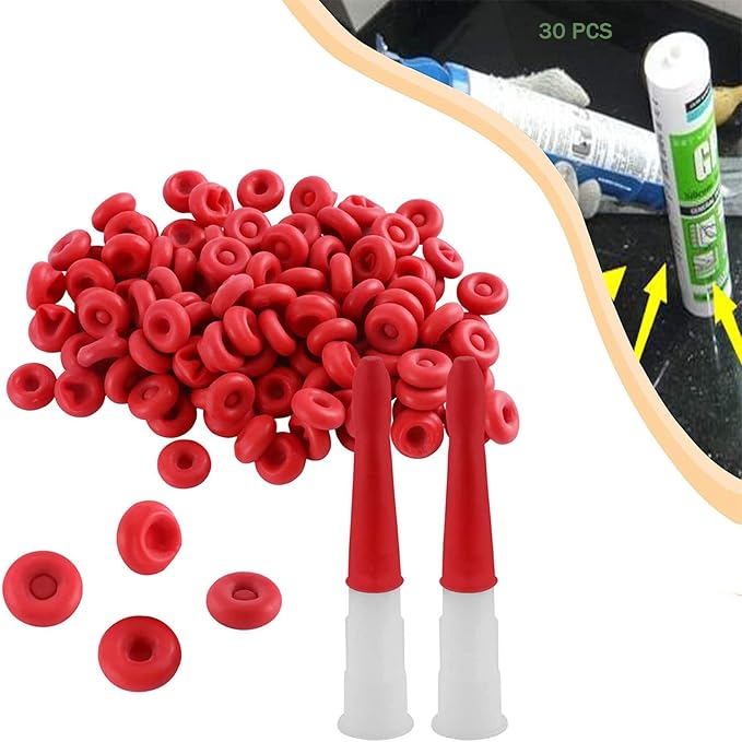 30/50/100 Pcs Caulk Cap,Caulk Tube Sealer Caps,Caulk Saver Cap, Red