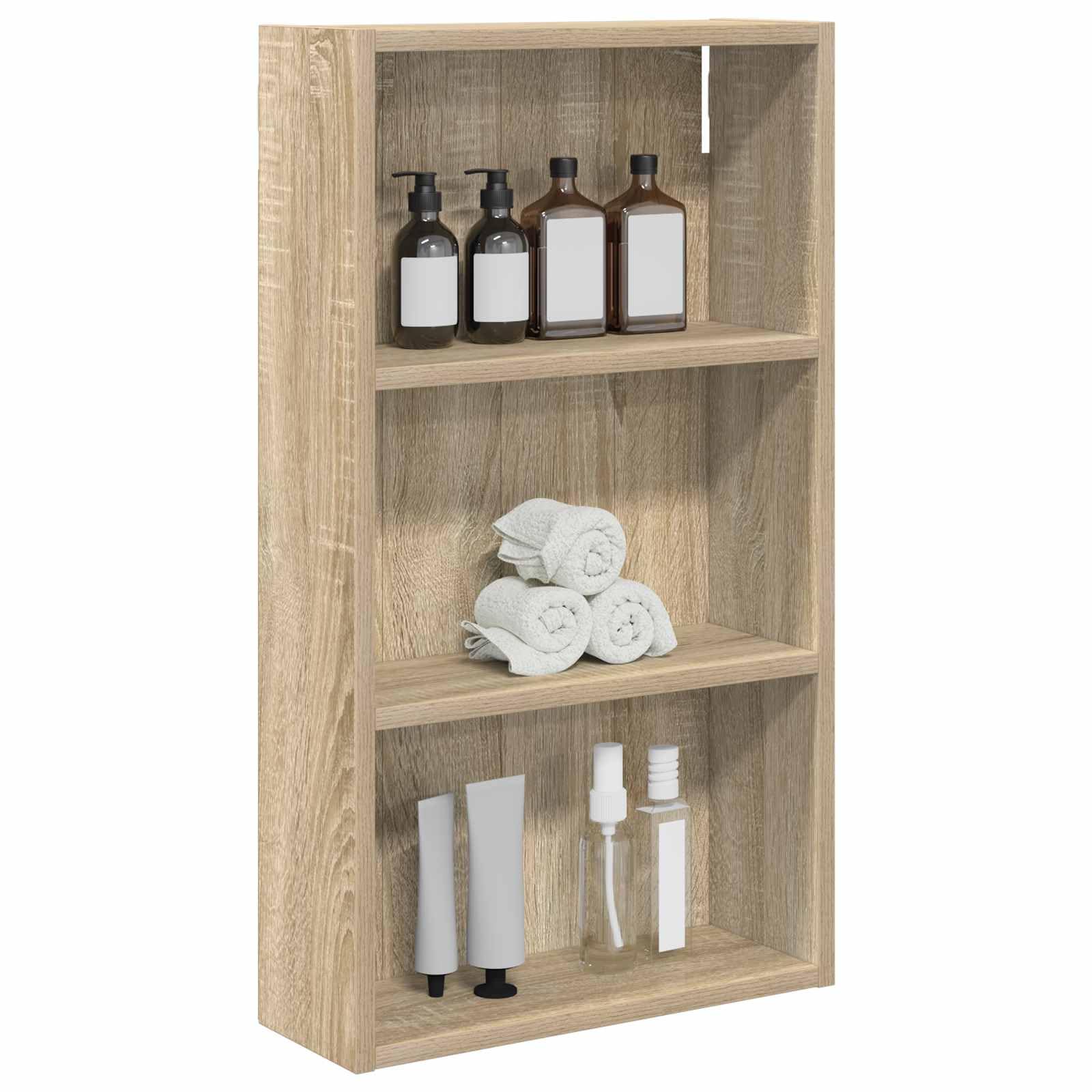 vidaXL Bathroom Wall Cabinet with Shelf Sonoma Oak 40 x 14 x 70 cm, Modern Bathroom Cabinet, Rectangular Shelf, Functional Storage, Space Saving Solution, Contemporary Home Decor, Elegant Design