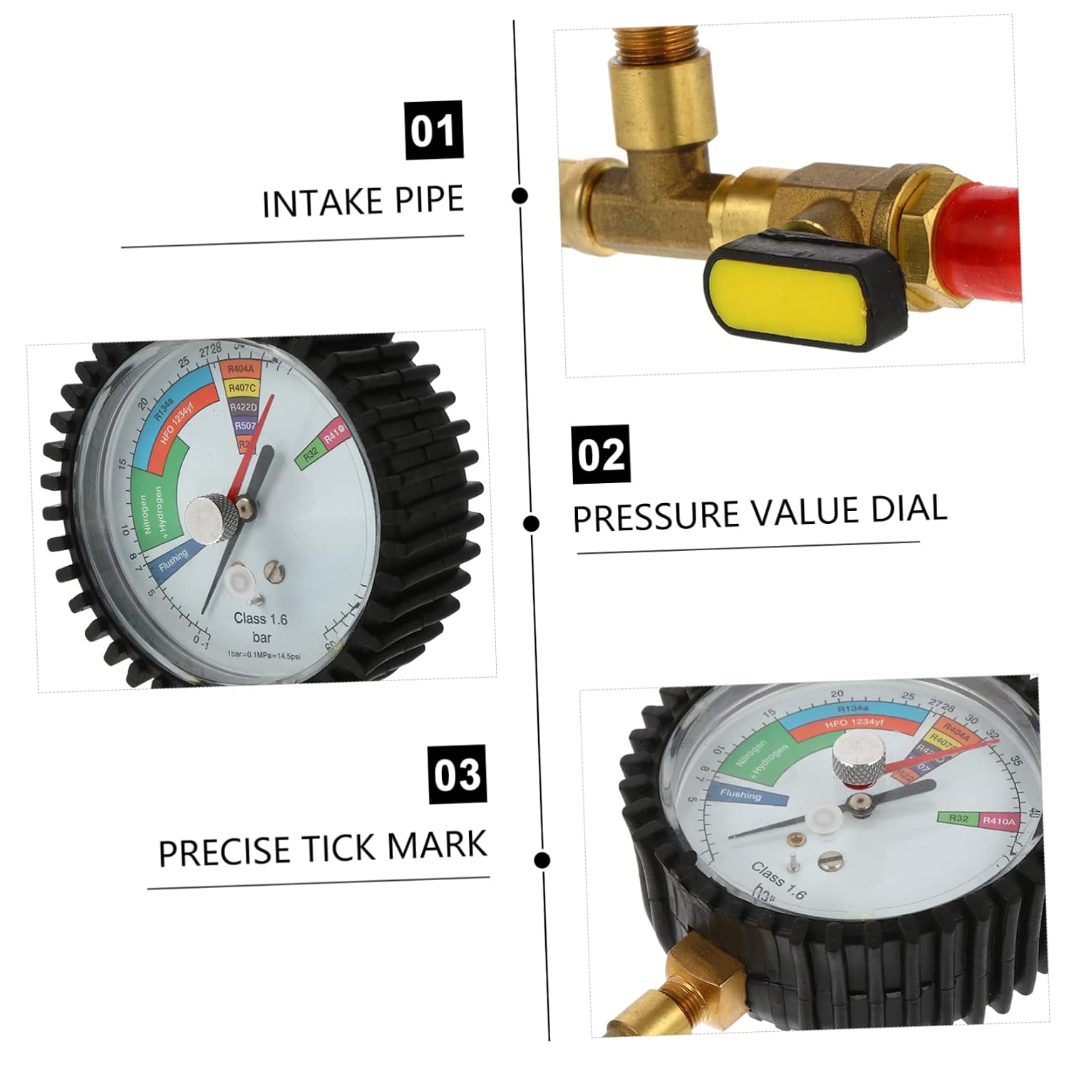 BESTOYARD 2pcs Checklist Inlet Connection Gauge Air Conditioning Nitrogen Test Air Conditioning Gauge Nitrogen Charging Tools Gas Cylinder Regulator Air Regulator Nitrogen Meter Car Brass