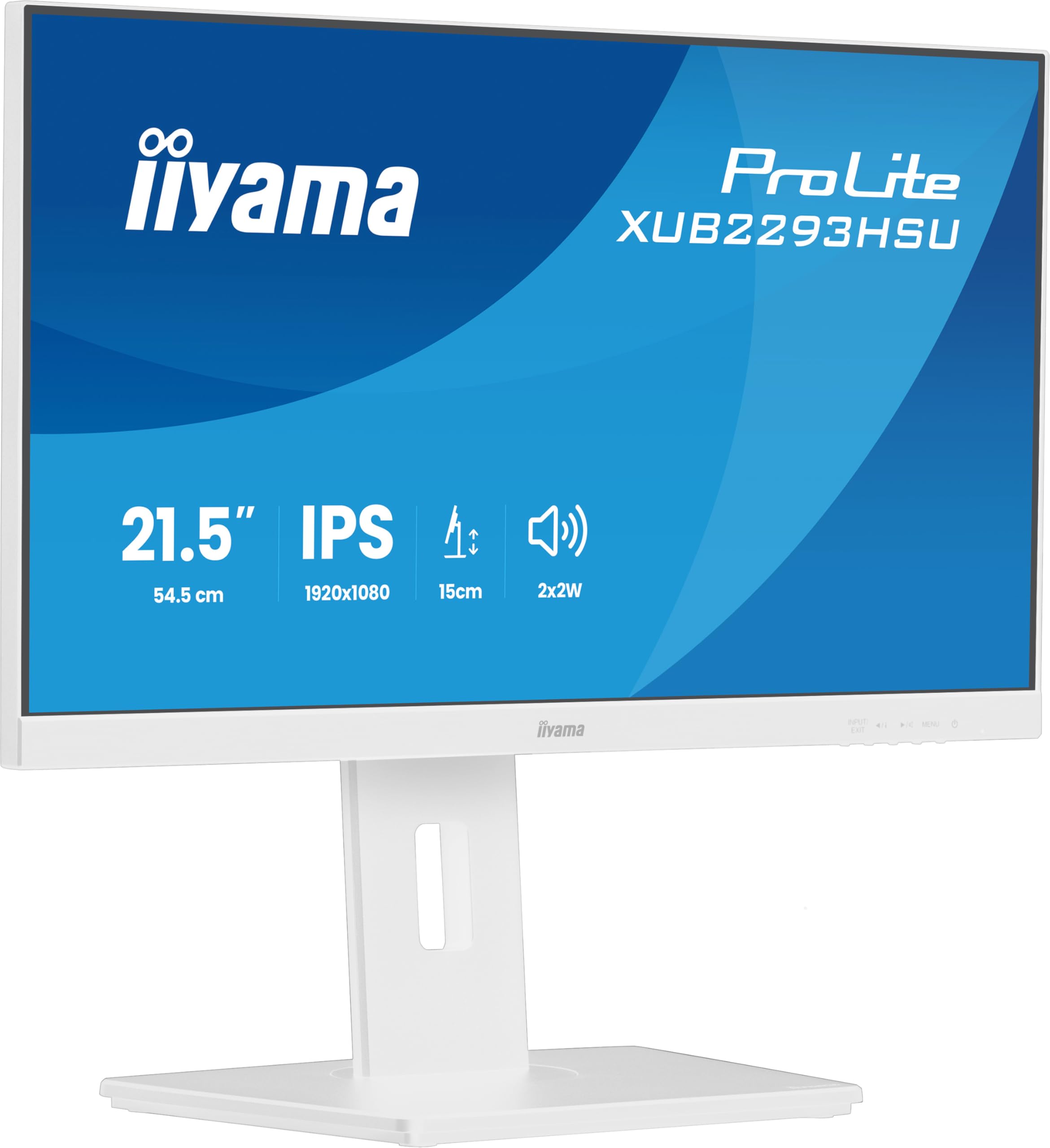 iiyama Prolite XUB2293HSU-W7 54,5cm 21,5" IPS LED-Monitor Full-HD 100Hz HDMI DP USB2.0 Slim-Line Höhenverstellung Pivot Adaptive Sync weiß