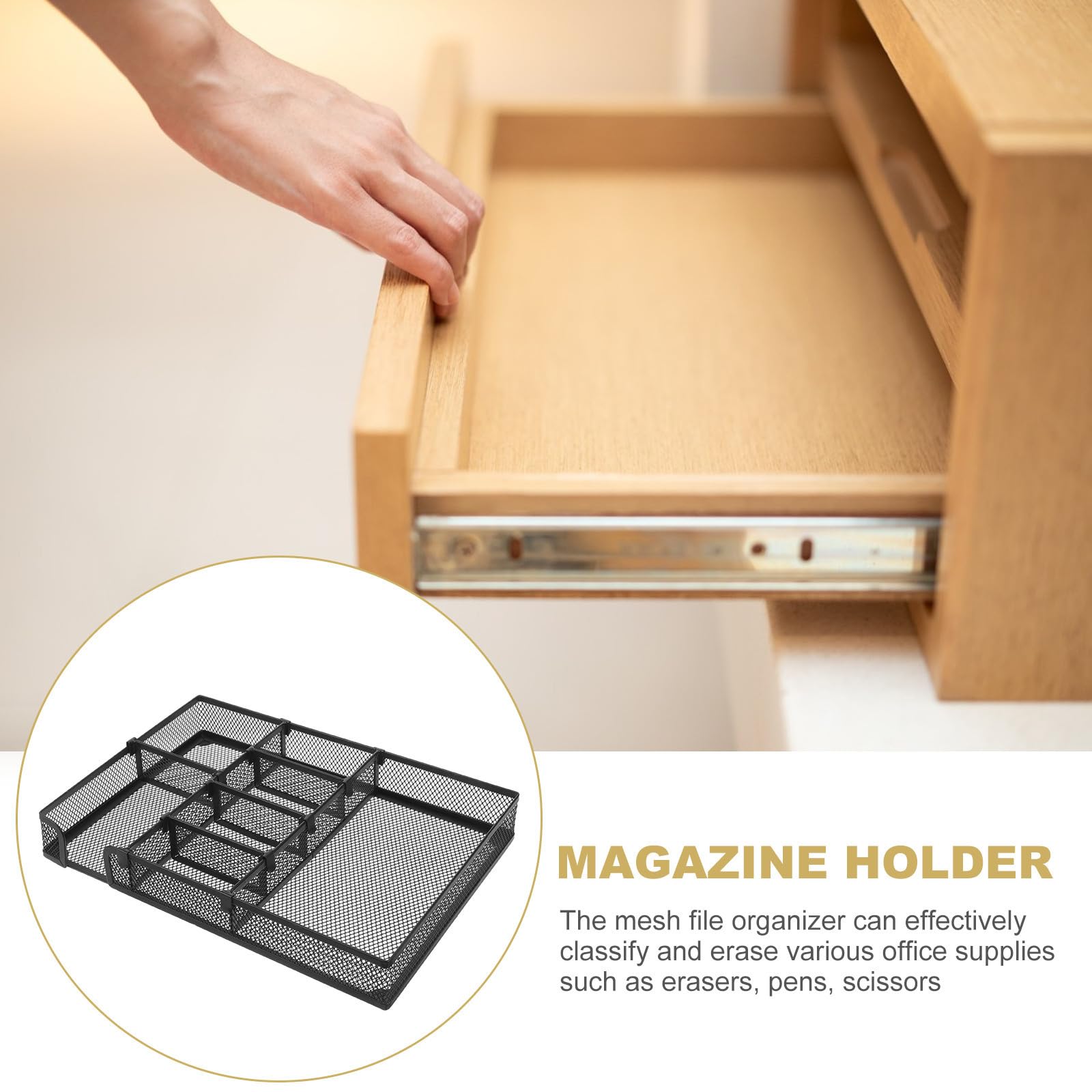 USHOBE Organizador de Escritorio Negro de Hierro Bandejas para Almacenar y Organizar Carpetas, Diseño Simple y Funcional Adecuado para Oficina y Hogar