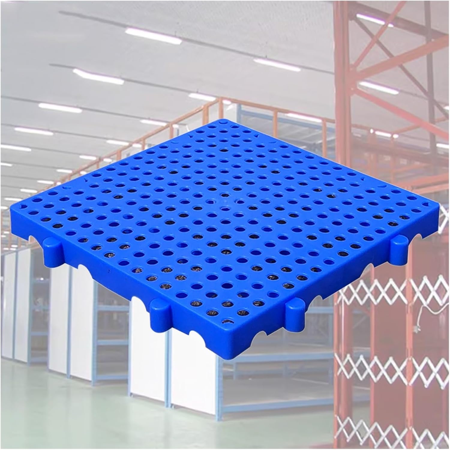 XPLKQXE Plastic Pallet Skid, Lightweight Floor Plastic Pallet, Supermarket Sale Display Pad Board Platform, Warehouse Garage Storage Splicing Storage Racks (Color : Blue-15.7x15.7x1.2in, Size : 2pcs
