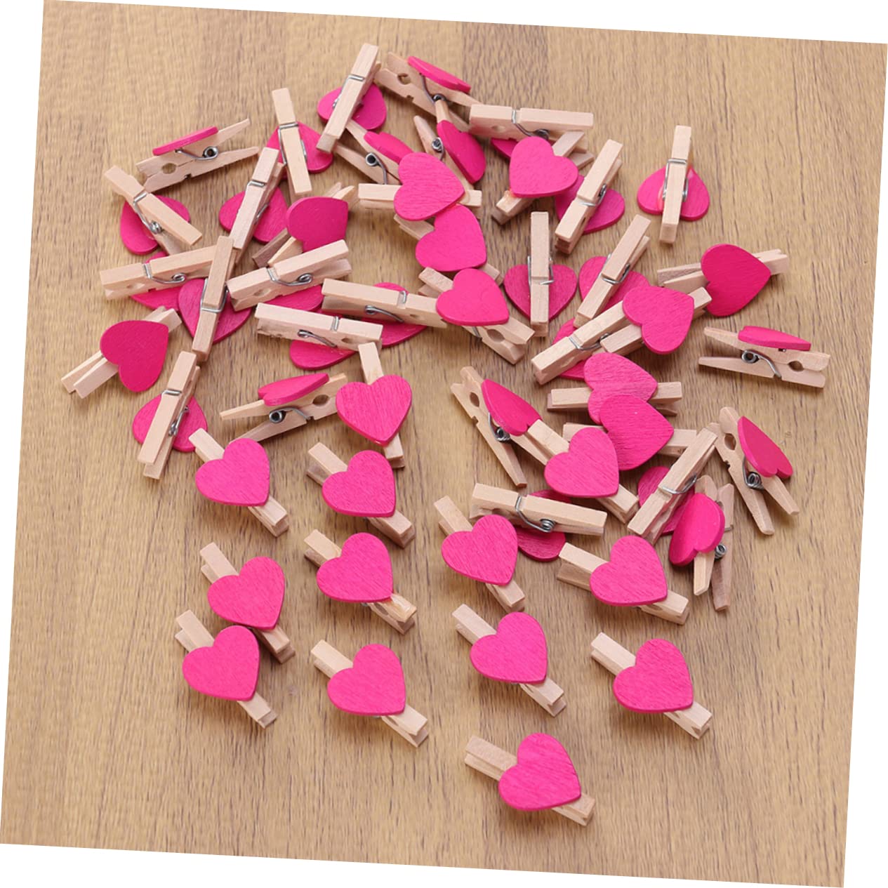Cabilock 300 Piezas Clip De Fotos De Madera Pinzas De Ropa De Madera Titular De La Foto del Corazón Clip De Foto De San Valentin Clavijas De Madera para Manualidades Clip De Uñas Amar Bambú
