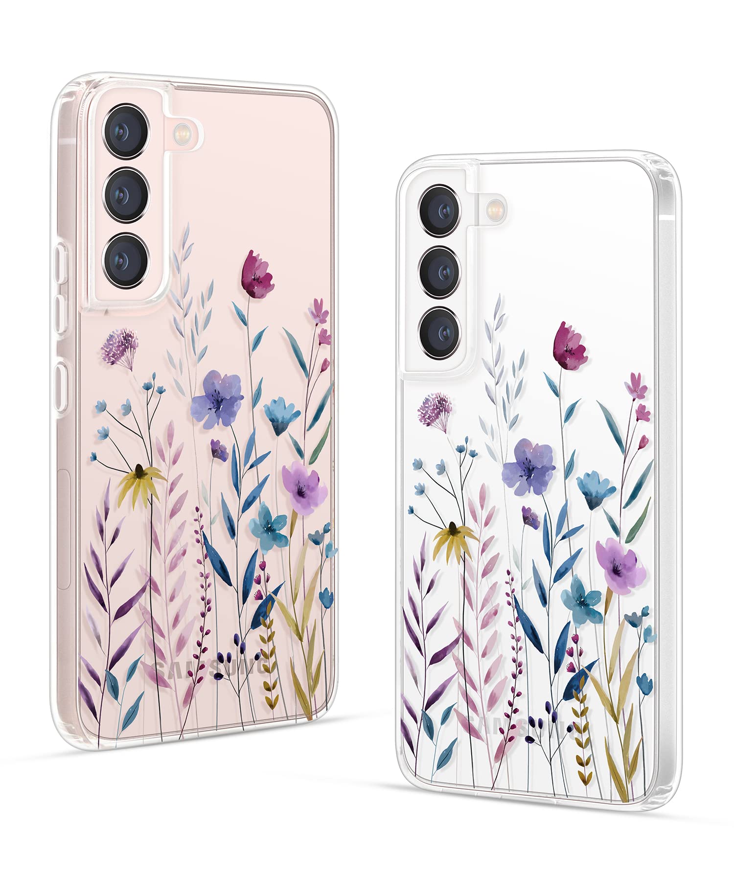 Gronda Clear Phone Case for Samsung Galaxy S22 Case, Slim Soft Drop Protection Cute Cover Shockproof Protective Anti Yellow Case Compatible with Samsung Galaxy S22 5G 6.1 Inch Fresh Flower