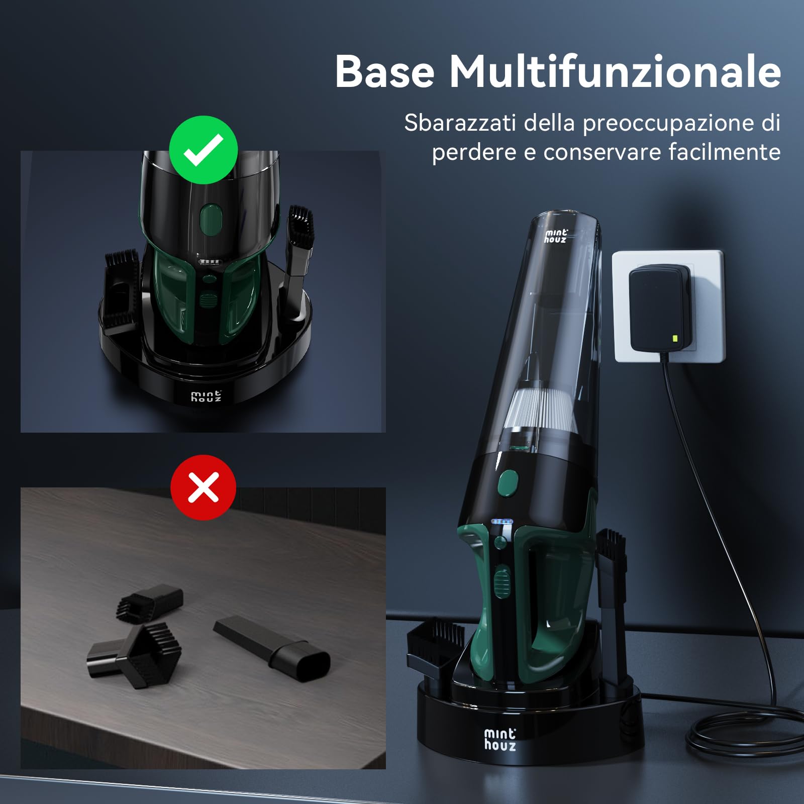Minthouz Aspirabriciole Per Auto Senza Fili, Aspirapolvere Portatile 120 W, Ricarica Rapida, 30 Minuti Di Autonomia, Facile Da Pulire Con 2 Filtri Hepa, Con Luce Led, Adatto A Casa, Auto, Ufficio