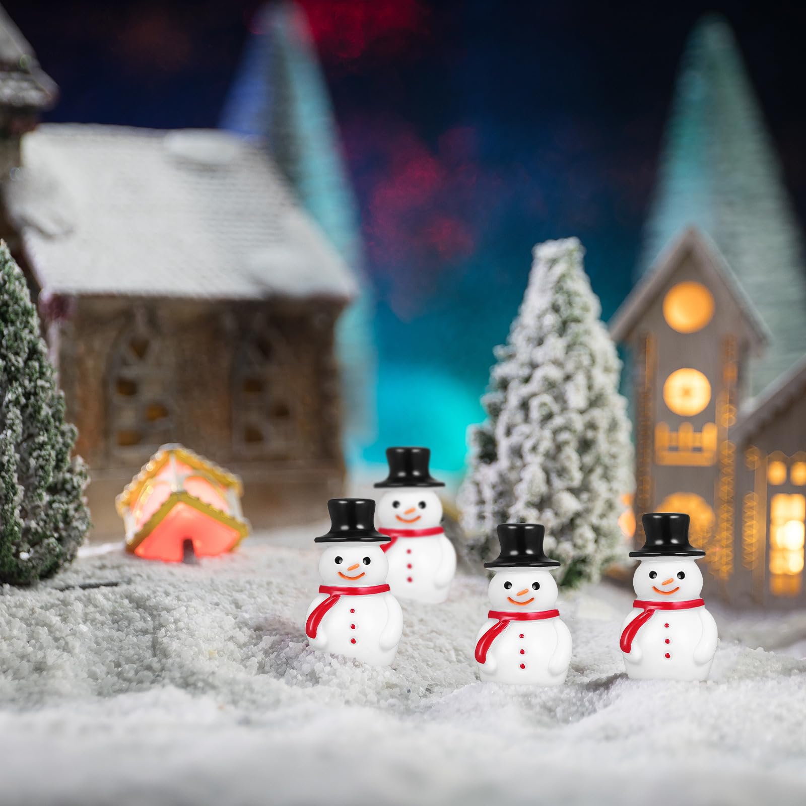 Hemobllo 20 Pezzi Mini Pupazzo di Neve in Resina, Nero, per Lavoretti | Statuette Miniatura Natalizie, Ornamenti Pupazzo di Resina, Adatte a Micro Paesaggi Creativi