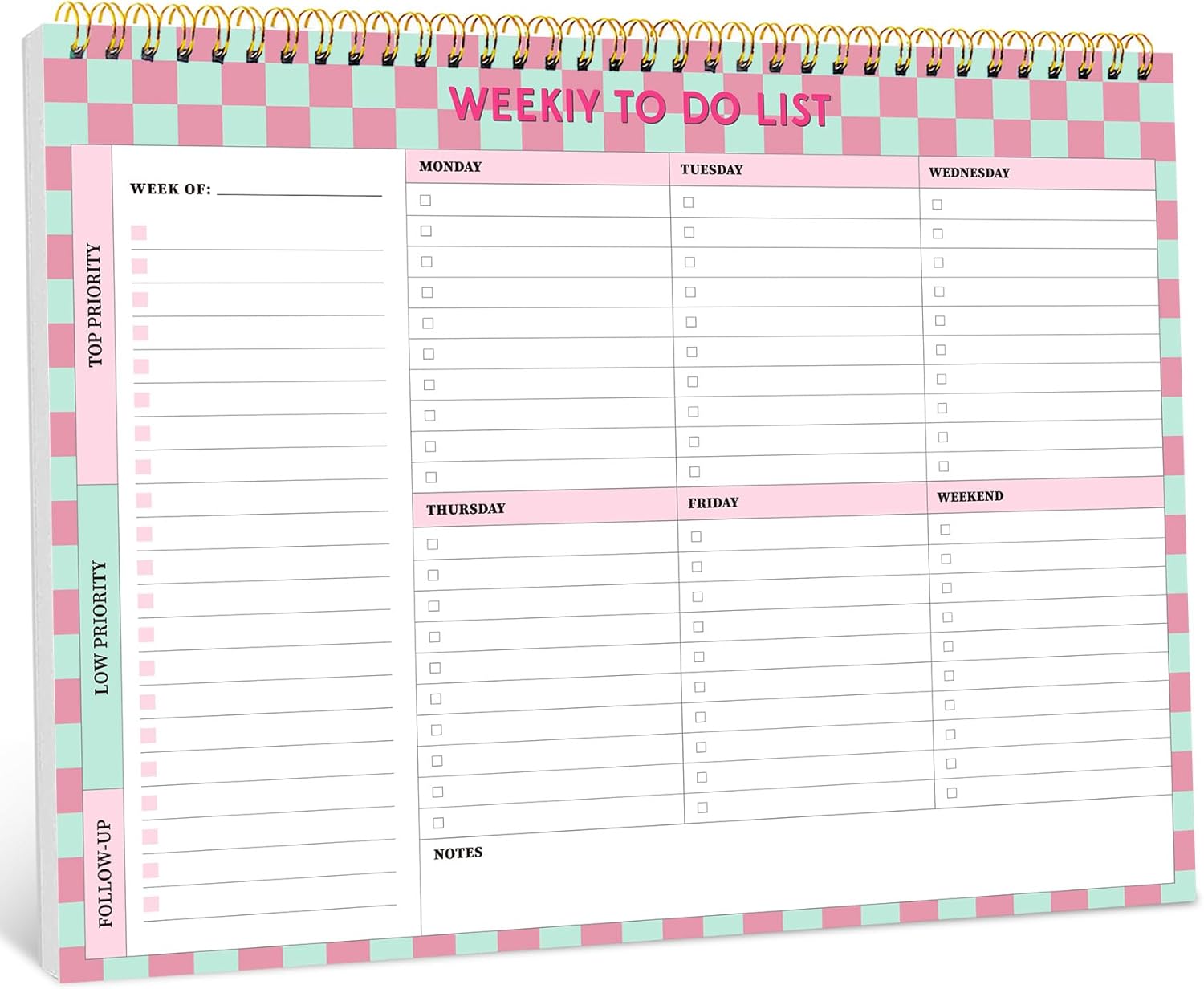 Weekly To Do List Notepad with 52 Undated Sheets（8.5″×11″）-...