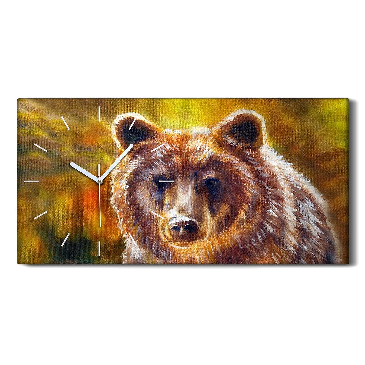 Horloge sur Toile Art Animal Ours Pétrolier 60x30 - Tableau Mural Moderne