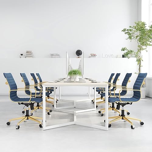 Miniatura 3 de COROCC - Silla de escritorio de oficina moderna para sala de conferencias, silla de trabajo giratoria de cuero para computadora, excutiva,