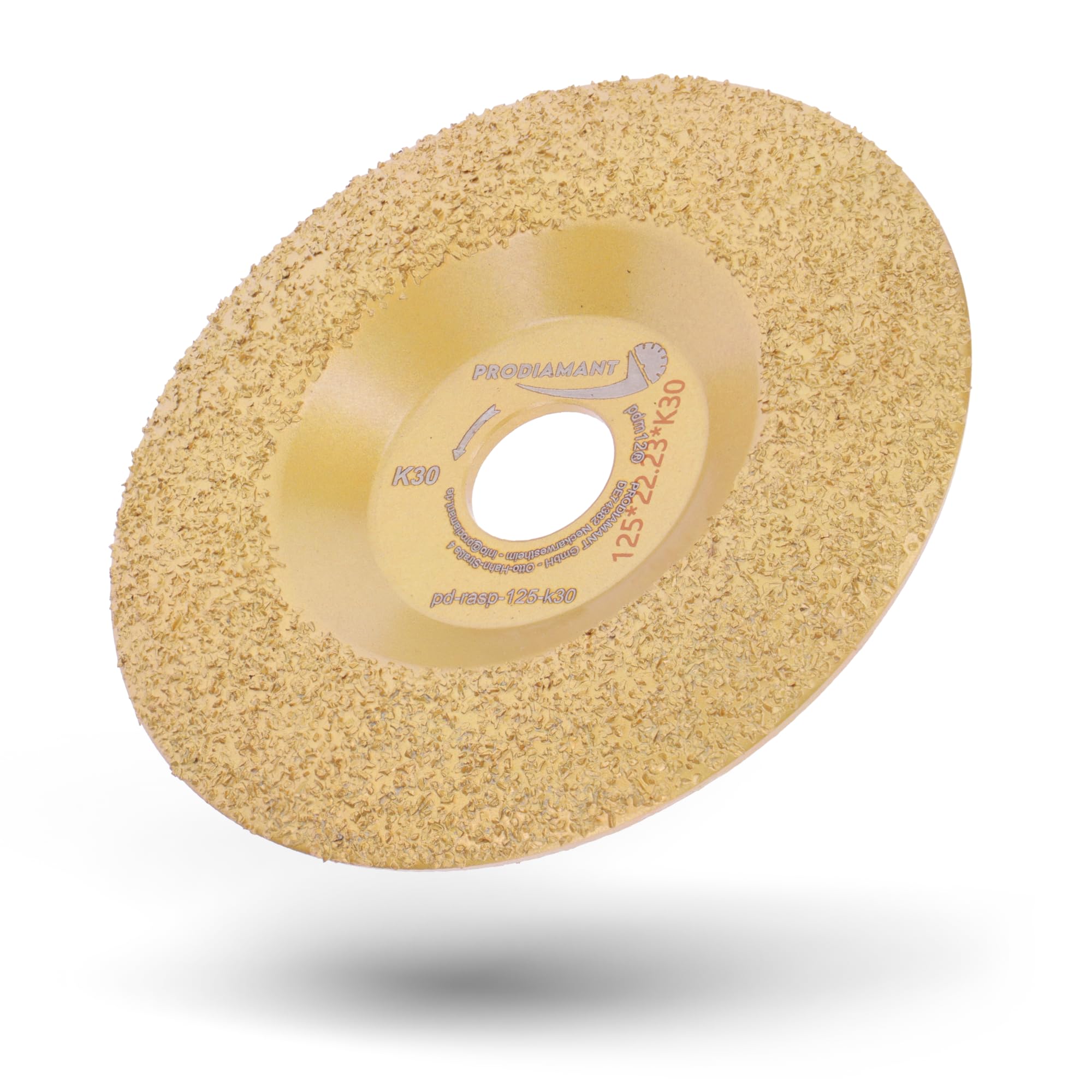 PRODIAMANT Disque à râper Ø 125 mm x 22,23 mm, K30 – Disque abrasif fin en carbure de tungstène pour meuleuse d’angle, idéal pour le meulage, le façonnage et la finition de surface
