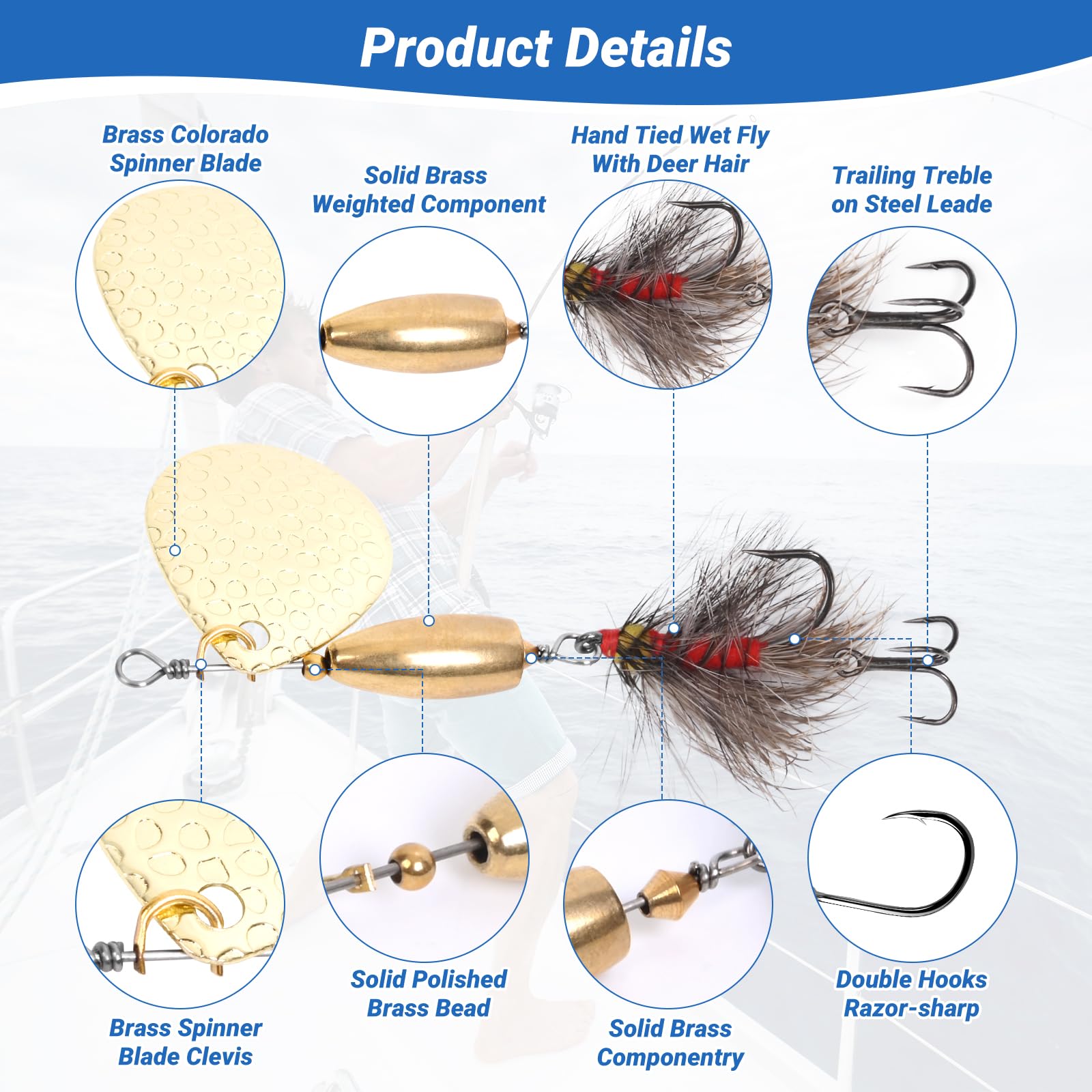 Rooster Tail Spinners Trout Lures, Fly Fishing Baits for Bass, Pike in Lake and River - Fishing Kit With Tackle Boxes