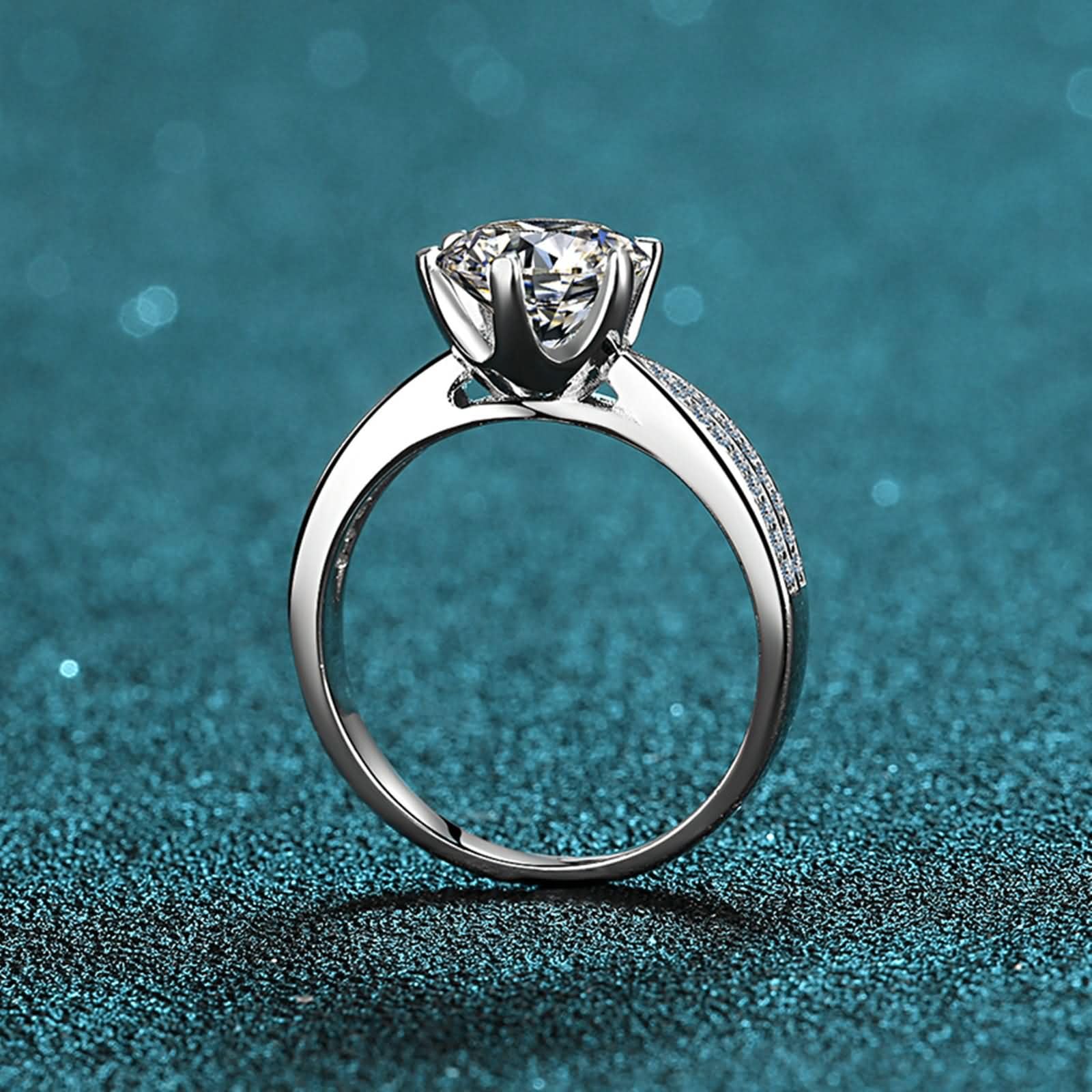 Anillos Alianza de Oro Blanco 9 Kilates / 14 Kilates / 18 Kilates Mujer, 6 Garras Redondo con Diamante Creado de 1ct, Anillo Matrimonio Plata Mujer