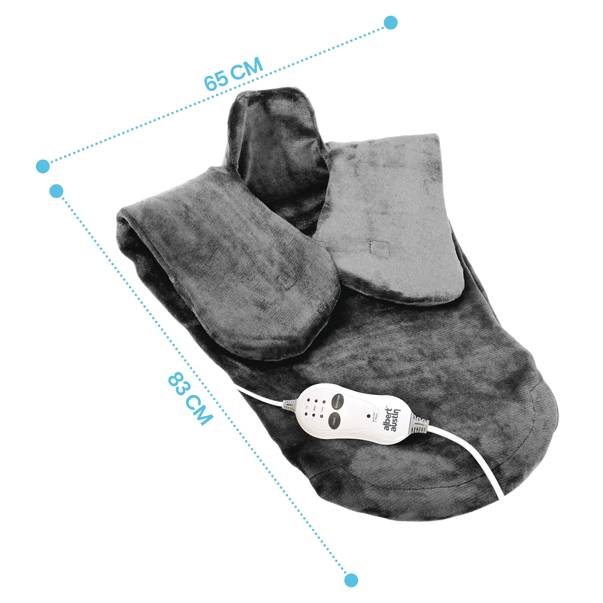 ASAB Calentador eléctrico de espalda eléctrico para masaje de cuello y hombros, envoltura de calor, almohadilla de calor para cuello, hombros, espalda, 3 ajustes de calor, apagado automático, lavable