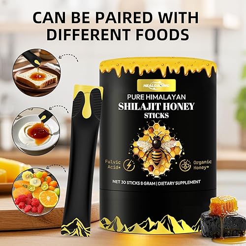 Miniatura 4 de Palitos de miel Shilajit del Himalaya para hombres Shilajit para mujeres con miel orgánica y azafrán, 30 barras para impulso de energía y apoyo