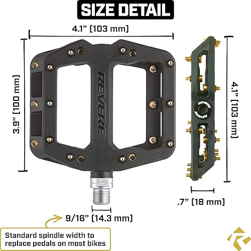 Miniatura 6 de Revere Pro Grip MTB Pedales de bicicleta de montaña antideslizantes y ligeros de fibra de nailon para bicicleta BMX MTB 916"