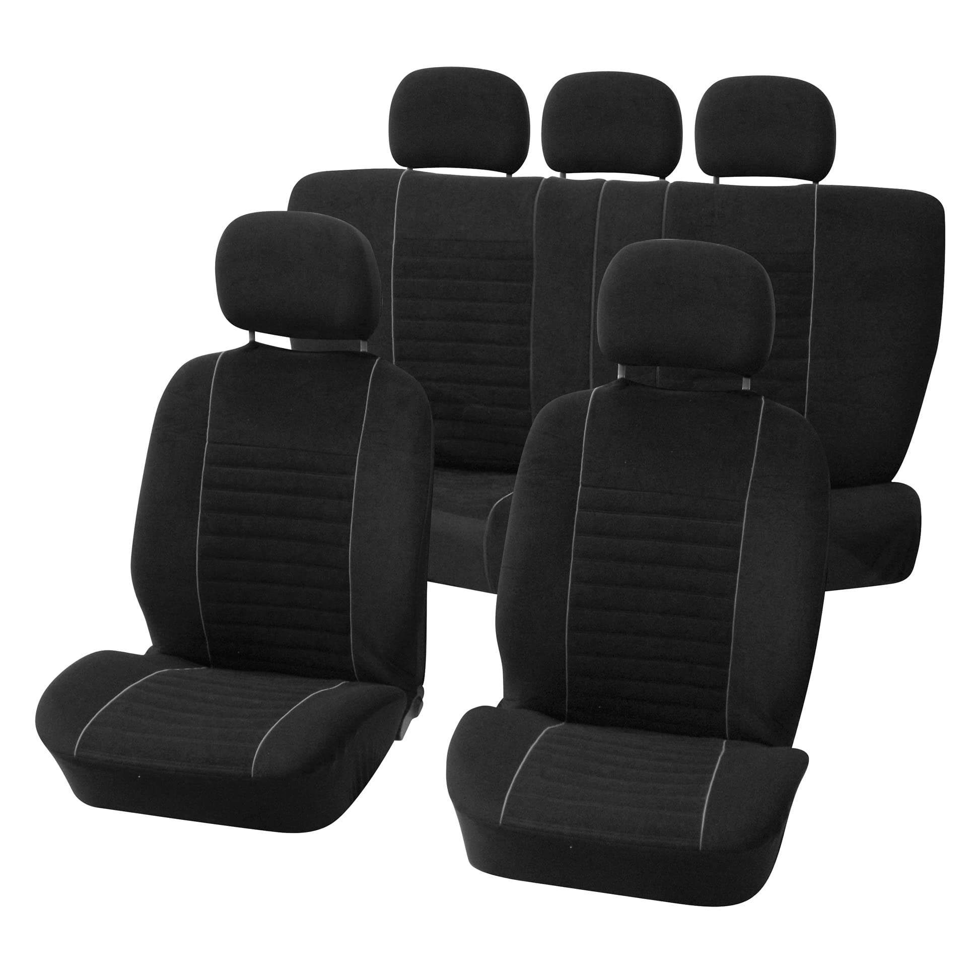 Carpoint 0310504 Schonbezugset 9-teilig 'Velours', schwarz / grau