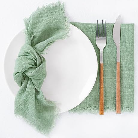 Socomi Cotton Napkins with Fringe Bulk - Sage Green