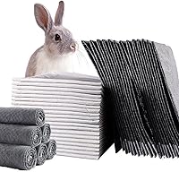 PINVNBY 100-Pack Rabbit Pee Pads - Super Absorbent Black Carbon Disposable Cage Liners, Quick-Dry Odor Control for Bunnies, Puppies, Hamsters & Small Pets