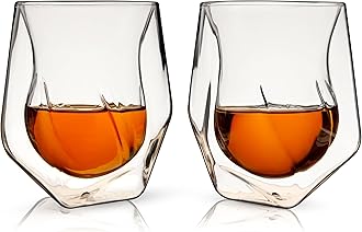 Viski Aerating Whiskey Tumbler, Whiskey Tasting Glass, Double Walled Snifter, Specialty Bourbon Tumbler, Clear Glass, Dishwasher Safe, 6 Oz, Set of 2